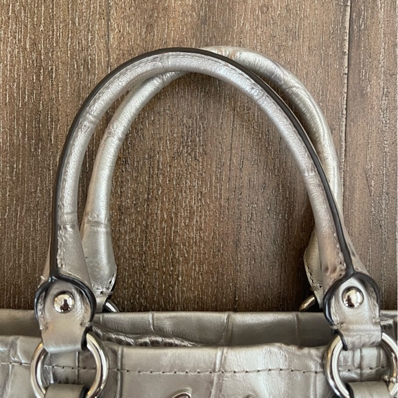 Coach Croc Embossed Ashley Hobo Bag Baguette Shoulder Bag Silver Y2K 90’s - Picture 3 of 11